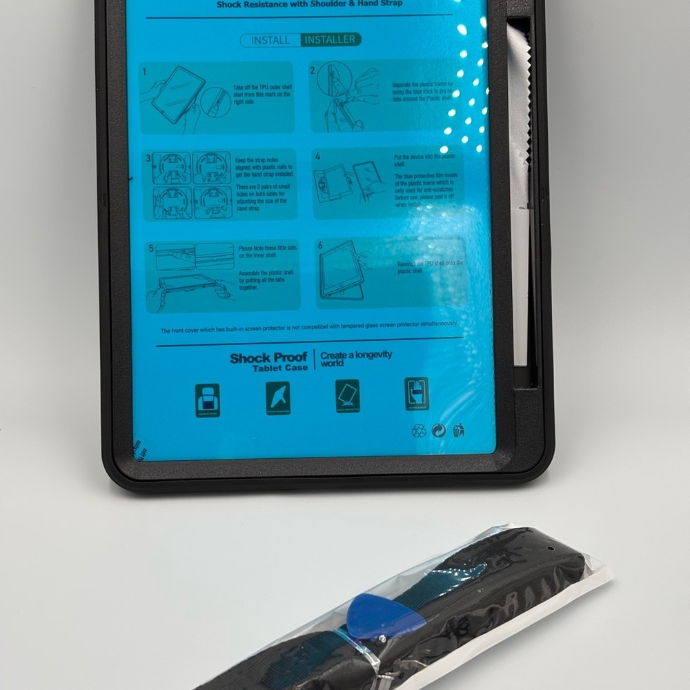 SEYMAC iPad Air 10.9” Case 4th/5th Gen 2020–2022 Shockproof w/ Strap Black